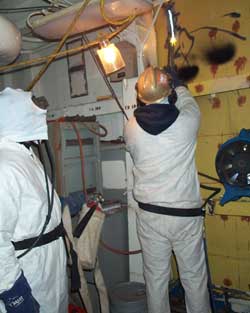 Figure 1: Fire extinguisher ready for use during hot work.