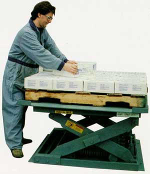 worker loading materials on a pallet lift