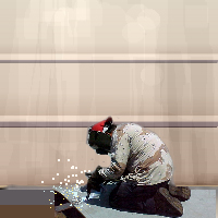 Figure 4: Illustration of worker scrapping ship.