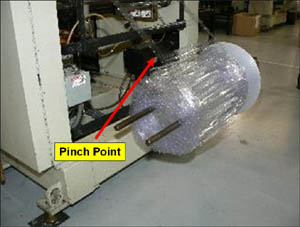 Figure 25. Web roll nearly full with pinch point identified.