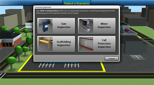 Scenario equipment selection screenshot