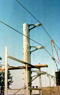 Figure 2. Scaffold near powerlines that have been grounded.