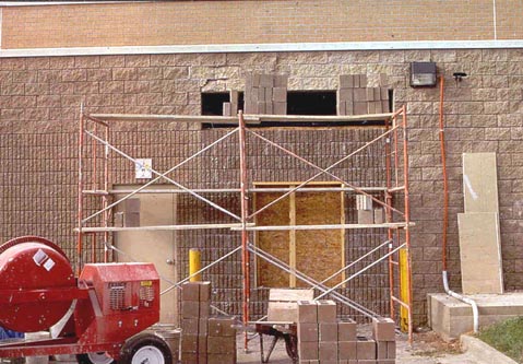 Figure 14. Bricks loaded at one point on the platform instead of being evenly distributed.