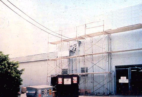 Figure 18. Example of scaffold being built dangerously close to power lines.