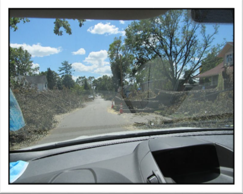 Intersections blocked by storm debris