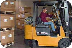 Figure 1. Employee traveling and maneuvering a forklift.