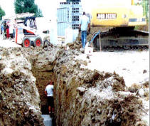 Luckily, this worker made it out of the trench alive.