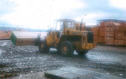 Powered industrial truck with finished lumber