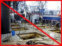 Figure 24: Improper practice - Deck openings and holes create a significant fall hazard