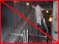 Figure 3: Improper practice - Worker on ladder that may shift or slip