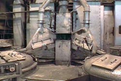 Fig. 2. Ventilated lead launders to refining kettles