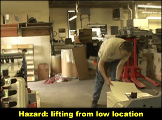 Figure 35. Hazard: lifting from low location.