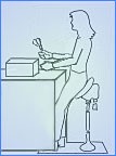 Illustration of a worker using a sit-stand stool