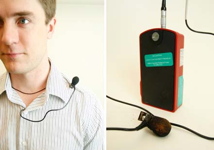 Microphone and a wind screen attached to the dosimeter.