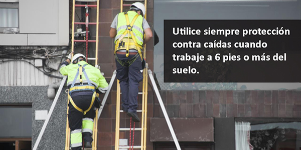 La capacitación salva vidas: Utilice siempre protección contra caídas cuando trabaje a 6 pies o más del suelo.