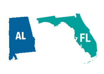 Alabama and Florida state silhouettes