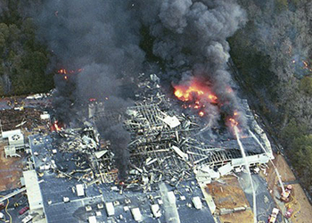 Building levelled by dust explosion