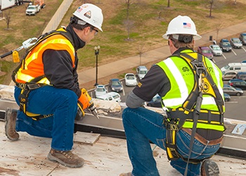 Fall Prevention: Workers on a rooftop
