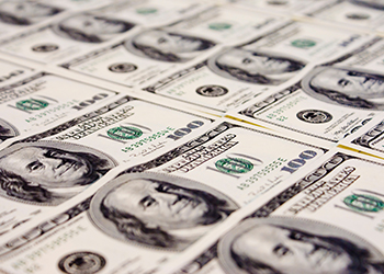 Printed sheet of $100 bills