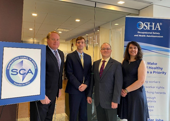 SCA President Matthew Paxton and Government Relations Manager Davis Gaddy, and OSHA Regional Administrator Michael Rivera and Complaince Assistance Specialist Isabel DeOliveira.