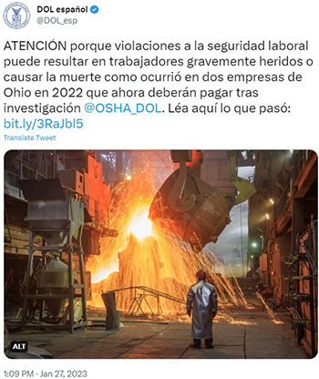 OSHA tweet