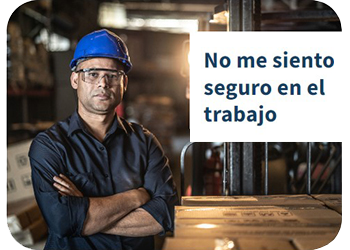 No me siento seguro en el trabajo - trabajador de almacén con equipo de seguridad