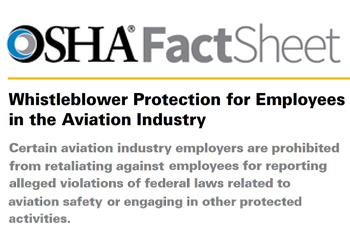 OSHA FactSheet - Whistleblower Protection for Employees in the Aviation Industry